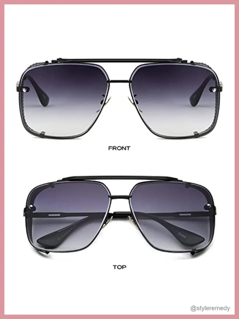 Vintage Steampunk Oversized Square Aviator Metal Frame Sunglasses with